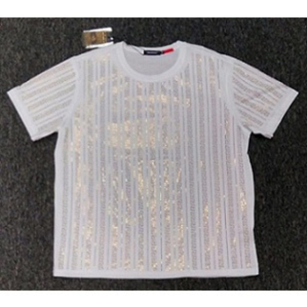 🆕 GOLD SEQUINS WHITE T-SHIRT - MEN